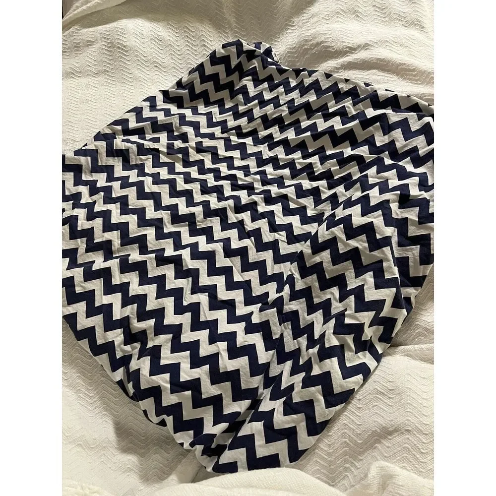 Pottery‎ Barn Kids Navy Blue Chevron Baby Bed Toddler Bed Sheet C10